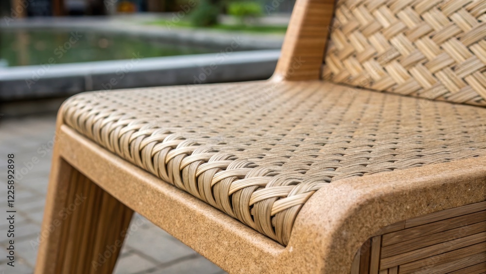 Aufkleber Closeup image of a sustainable seating option made from recycled materials showcasing texture and grain patterns that highlight its ecofriendly design.