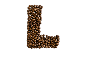 coffee beans forming the letter "L"