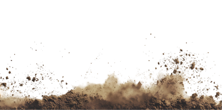dirt flying in air