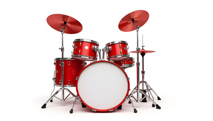 Red drum set on white background