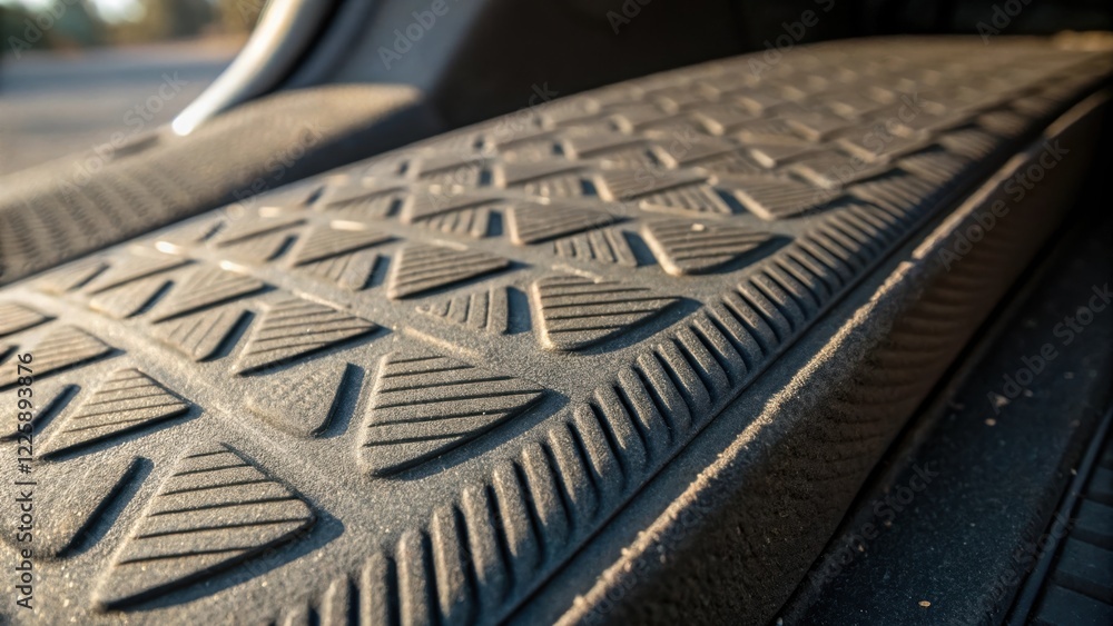 Poster Closeup of a textured grip surface with subtle shadows highlighting the grooves and patterns creating a visual emphasis on its design intended to prevent slips.
