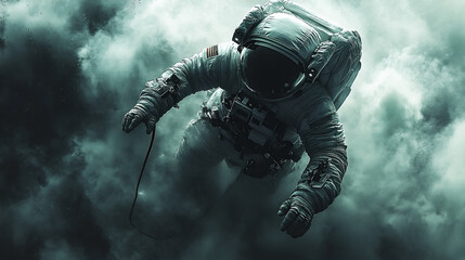 Fototapeta premium Bear Dressed as an Astronaut Exploring a Galaxy Filled With Colorful Stars and Planets in a Whimsical Setting