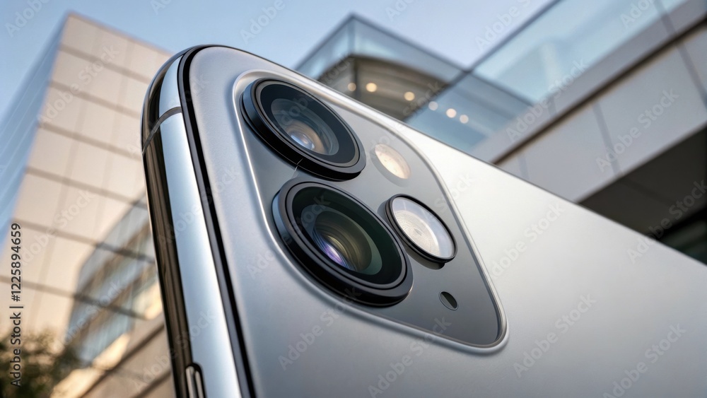 Poster Closeup shot of the sensors lens reflecting the ambient light emphasizing the technologys subtle integration into the buildings aesthetics.
