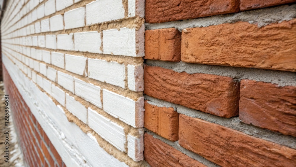 Poster closeup shot of exposed brick walls where modern insulation materials are being applied highlighting