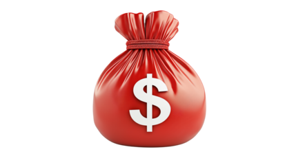 Red Money Bag Icon Financial Success Wealth Concept Business Prosperity Investment Growth