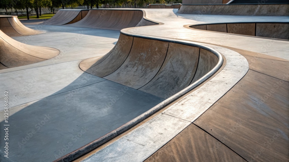 Leinwandbilder detailed shot of the skateparks transition area where old surfaces meet new highlighting the precise