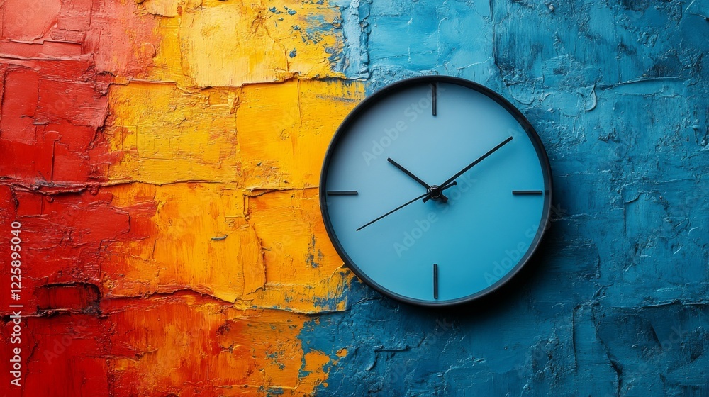 Poster abstract illustration of a clock face in a modern art style depicting time concept and precision mea