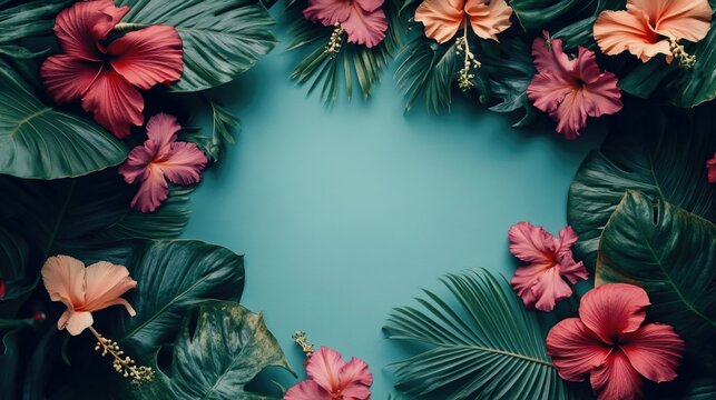 Vibrant Tropical Floral Border