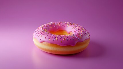 3d Minimal cartoon Circle graph, Donut chart icon isolated on purple background. 3D render