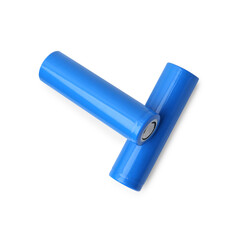 Two AA cell batteries isolated on white, top view