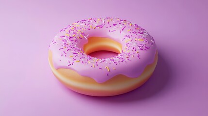 3d Minimal cartoon Circle graph, Donut chart icon isolated on purple background. 3D render
