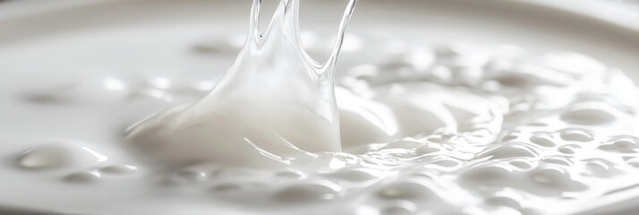 Milk flowing smoothly into a plate captures its creamy essence beautifully.