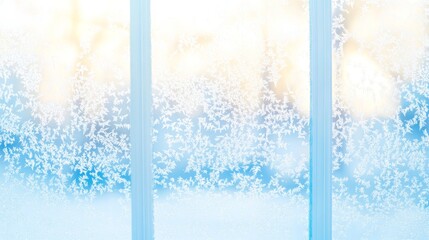 Beautiful frosty snowflakes forming delicate patterns on a cold winter windowpane 17