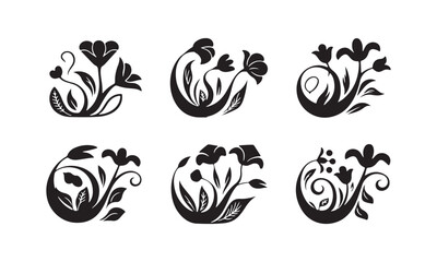 Swirls with floral silhouettes in a dramatic, bold style.