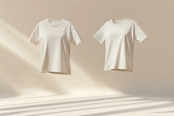 Cream-Colored T-Shirt Mockup Minimalist Fashion Apparel Design Template