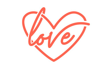 Love word in heart shape icon.