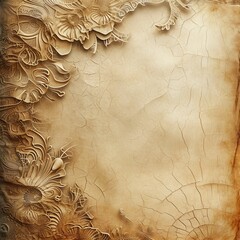 Abstract grunge background with ornament on old paper texture. Generated AI.