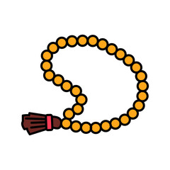 Vivid prayer beads (tasbih) design illustration, representing Islam, Eid, and spirituality. Perfect for decorative Islamic-themed and cultural designs.