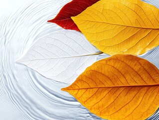 Obraz premium Leaf imprints, artistic patterns on wet surfaces, 3D illustration