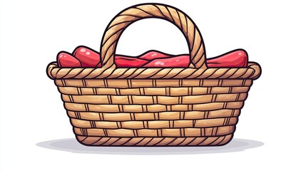 Wicker Basket Filled With Red Apples A Harvest Scene