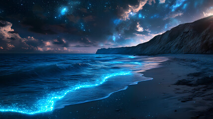 Fototapeta premium mesmerizing bioluminescent beach