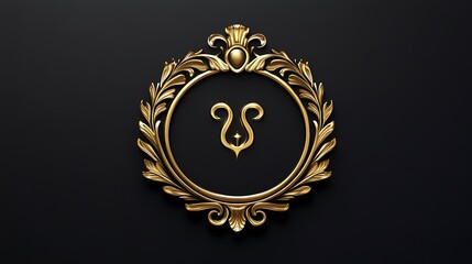 An Elegant Gold Badge Logo Design Isolated on White