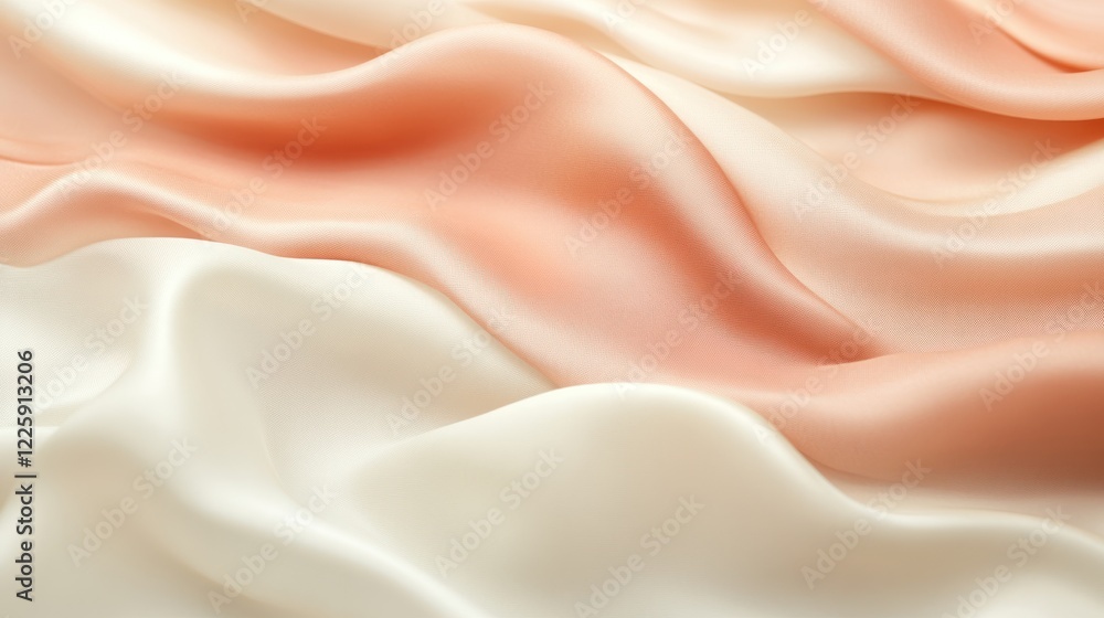 Poster elegant waves of peach and cream silk fabric creating a soft and luxurious texture