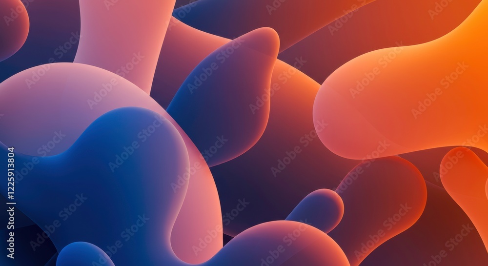 Fototapete abstract fluid forms: a vibrant and dynamic display of abstract fluid forms, blending shades of oran