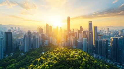 Fototapeta premium Businessman analyze investment sustainability ESG icons. ESG environmental protection concept, sustainable development, climate change, green energy recycle, Net zero and carbon neutral.