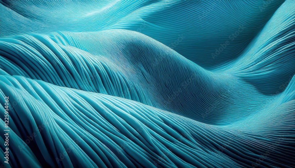 Aufkleber vibrant turquoise abstract pattern on elegant textile background with wavy elements and a 3d render 