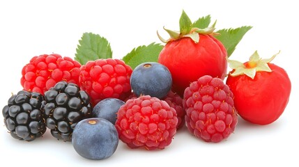 Fresh Raspberries Blueberries Blackberries and Red Berries Mix