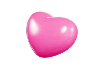3D vector pink heart balloon with glossy surface, realistic light reflections. Floating object with soft rounded edges for romantic designs, celebration themes, or Valentine day decorations.