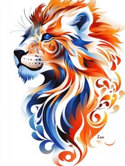 Illustration of a majestic lion symbolizing the zodiac sign Leo. Perfect for astrology themes, horoscopes, and zodiac-inspired designs, capturing Leo's strength and charisma.