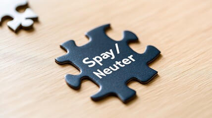 Puzzle piece with "Spay/Neuter" phrase, promoting pet population control