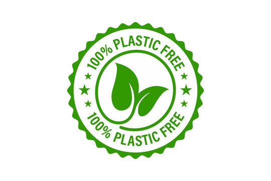 Plastic free green icon badge. Bpa plastic free chemical mark. Vector stock illustration.