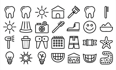 Naklejka premium set of outline icons related to solar dental 