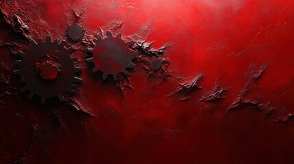 Crimson Gears: Abstract Industrial Art