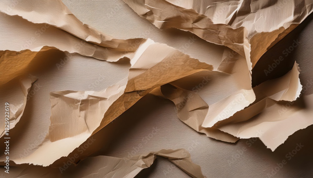 Poster artistic layering of textured white paper overlays, creating a rustic yet elegant composition in sof