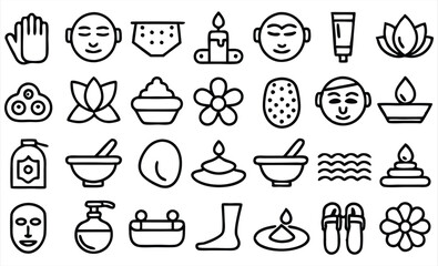 set of outline icons related to spa  linear ico 