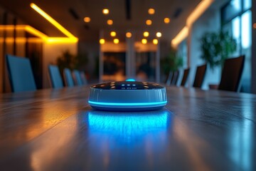 Futuristic Conference Speaker in Modern Tech Event Setting Inspiring Innovation and Collaboration