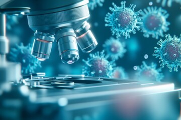 A microscope with ill bacteries. Generative AI