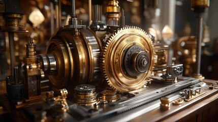 Intricate Clockwork Mechanism: A Detailed Look at Golden Gears and Precision Engineering