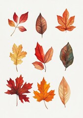 Autumn Leaves on Linen Paper for Decorative Backgrounds or Textures