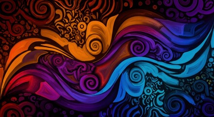Colorful Swirls and Patterns: An intricate and visually stunning artwork featuring a mesmerizing interplay of vibrant colors, swirling patterns.