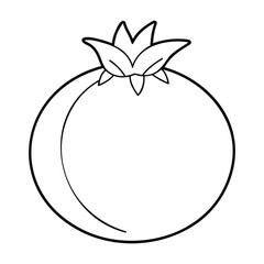 Black and white outline illustration of a pomegranate