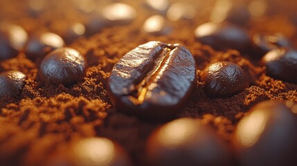 Roasted Coffee Beans Close-Up: Aromatic and Rich