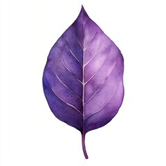 Watercolor illustration of a purple leaf for decorative and artistic use