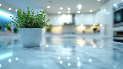 Serene Kitchen Plant: Modern Minimalist Interior Design