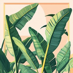 Illustration of banana leaves with straight lines and square shapes for graphic design and decoration