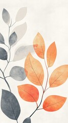 Minimalist illustration of leaves on white background for botanical and digital art projects